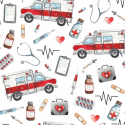 50 cm Baumwolle Canvas Rettungsdienst Stoff 160 cm – Krankenwagen Arzt Medizin Kinderstoff – 153 g/m² – Eigenproduktion