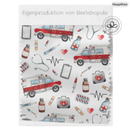 Baumwolle Canvas Rettungsdienst Stoff 160 cm – Krankenwagen Arzt Medizin Kinderstoff – 153 g/m² – Eigenproduktion