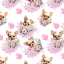 Baumwolle Canvas Chihuahua Stoff 160 cm – Aquarell Hunde Rosa – 153 g/m² – Eigenproduktion