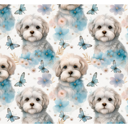 French Terry Sommersweat Malteser Stoff 145 cm  – Blumen & Schmetterlinge – 240 g/m²  – Eigenproduktion