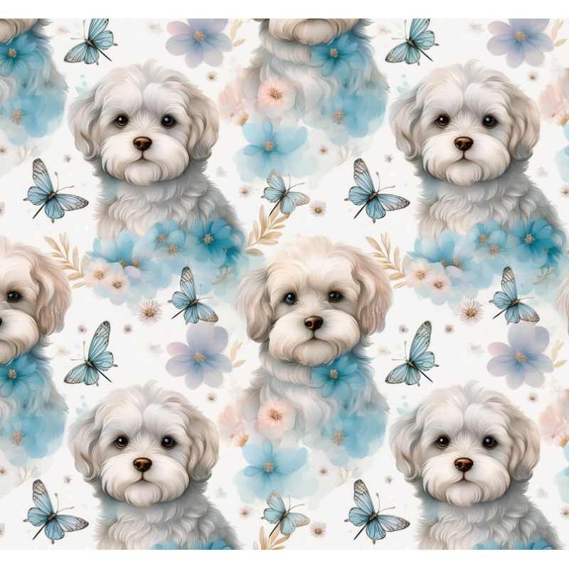 French Terry Sommersweat Malteser Stoff 145 cm  – Blumen & Schmetterlinge – 240 g/m²  – Eigenproduktion