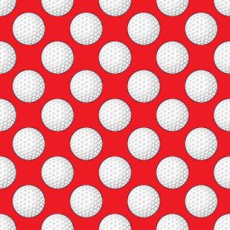 Baumwolle Canvas Golf Stoff – Golfbälle Muster Rot Sport Hobby Golfer Deko Taschen Meterware Nähen DIY