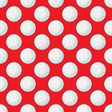 Baumwolle Canvas Golf Stoff – Golfbälle Muster Rot Sport Hobby Golfer Deko Taschen Meterware Nähen DIY