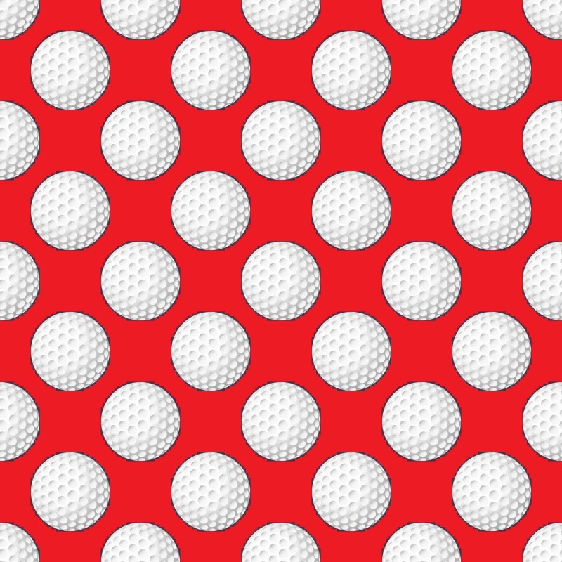 Baumwolle Canvas Golf Stoff 160 cm – Golfbälle Muster Rot – 153 g/m² – Eigenproduktion