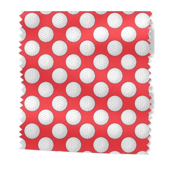 Baumwolle Canvas Golf Stoff 160 cm – Golfbälle Muster Rot – 153 g/m² – Eigenproduktion