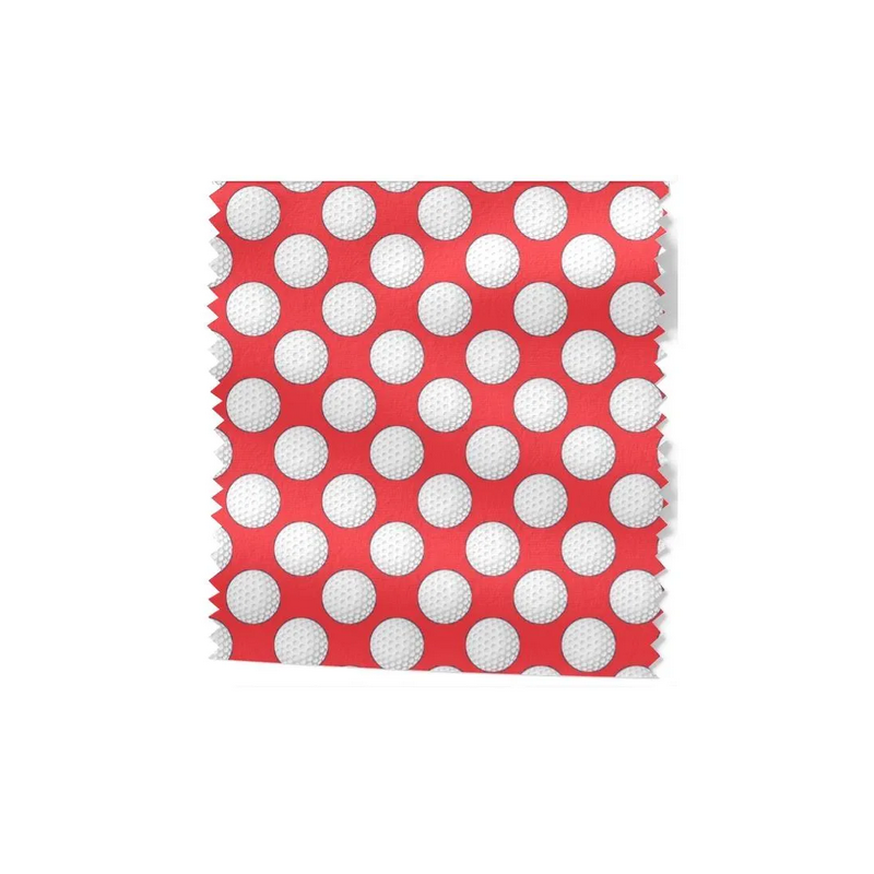Baumwolle Canvas Golf Stoff – Golfbälle Muster Rot Sport Hobby Golfer Deko Taschen Meterware Nähen DIY