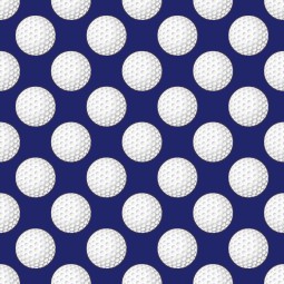 Baumwolle Canvas Golf Stoff 160 cm – Golfbälle Muster Marine Blau – 153 g/m² – Eigenproduktion