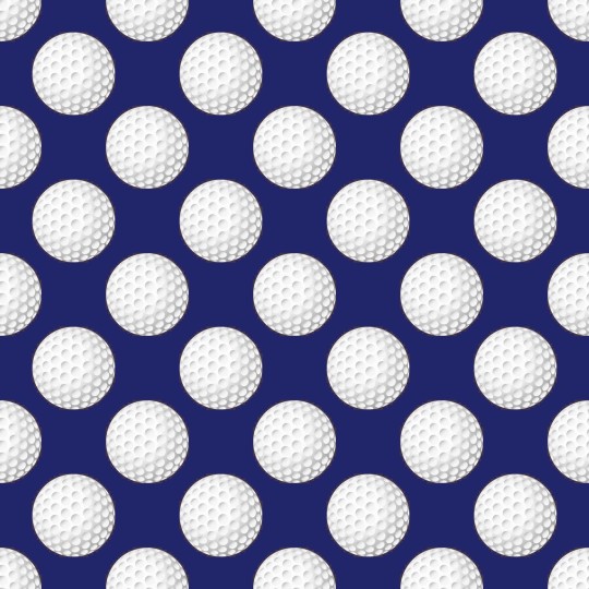 Baumwolle Canvas Golf Stoff 160 cm – Golfbälle Muster Marine Blau – 153 g/m² – Eigenproduktion