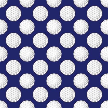 Baumwolle Canvas Golf Stoff 160 cm – Golfbälle Muster Marine Blau – 153 g/m² – Eigenproduktion