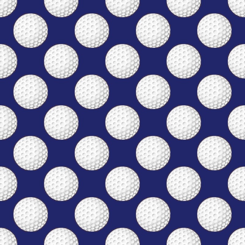 Baumwolle Canvas Golf Stoff 160 cm – Golfbälle Muster Marine Blau – 153 g/m² – Eigenproduktion