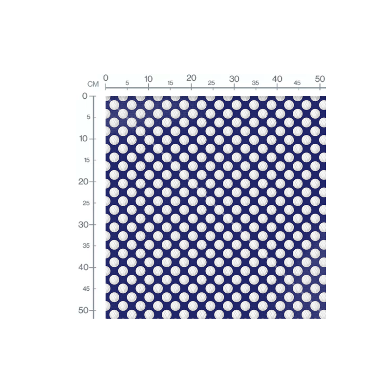 Baumwolle Canvas Golf Stoff 160 cm – Golfbälle Muster Marine Blau – 153 g/m² – Eigenproduktion