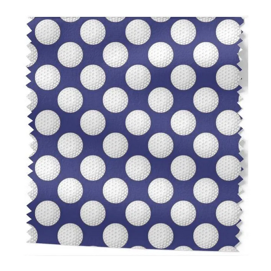 Baumwolle Canvas Golf Stoff – Golfbälle Muster Marine Blau Sport Hobby Golfer Deko Taschen Meterware Nähen DIY