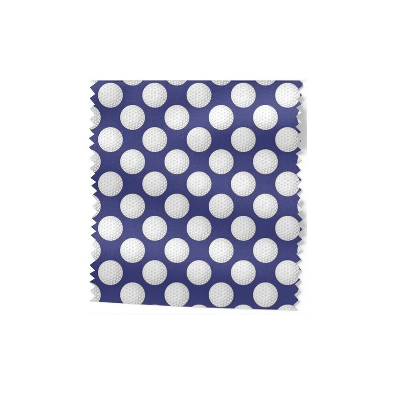 Baumwolle Canvas Golf Stoff 160 cm – Golfbälle Muster Marine Blau – 153 g/m² – Eigenproduktion