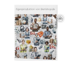 Baumwolle Canvas Stoff – Rettungsdienst Polizei Security Arbeitsschutz Berufs Muster Deko Taschen Kissen Meterware