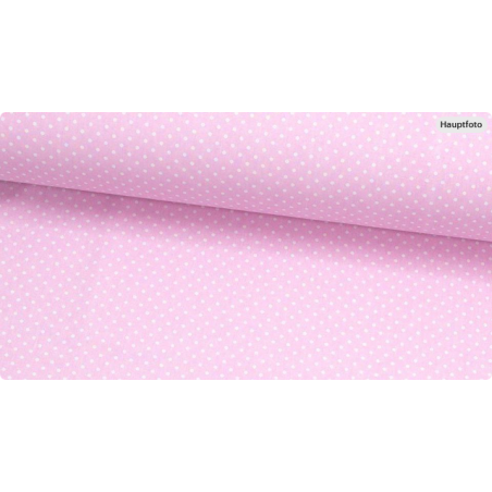 Baumwolle Webware Punktestoff Meterware 160 cm – Hellrosa mit weißen Punkten – 130 g/m² – Deko & Kleidung