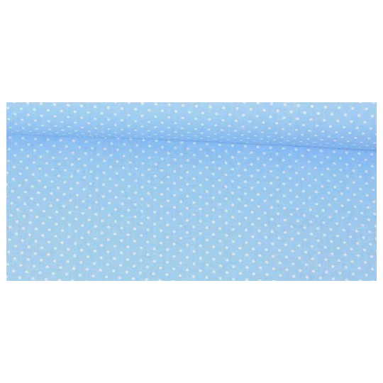 Baumwolle - Webware Polka Dot Stoff – Hellblau mit Weißen 4 mm Punkten