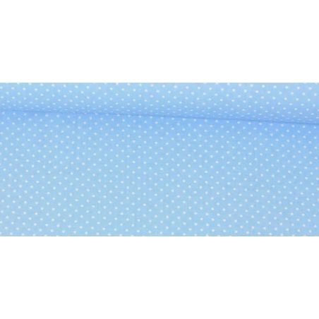 Baumwolle Webware Punktestoff Meterware 160 cm – Hellblau mit weißen Punkten – 130 g/m² – Deko & Kleidung