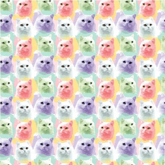 Pre-Order Katzen Pastell Bunt Aquarell Stoff – Stoffdesign von Berlishop - 10 Stoffe zu Auswahl – Meterware