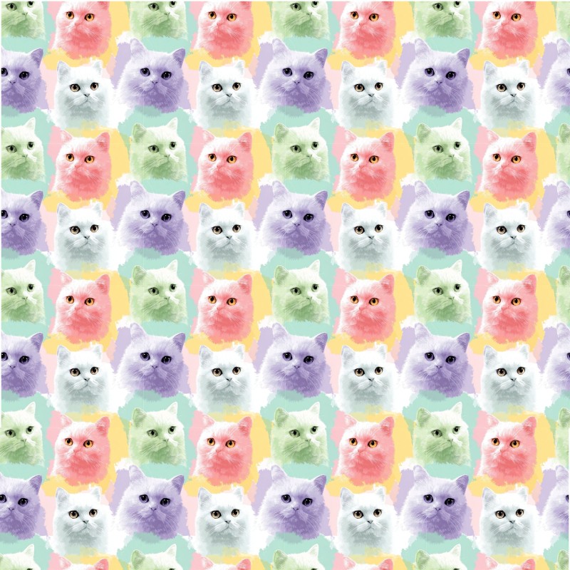 Pre-Order Katzen Pastell Bunt Aquarell Stoff – Stoffdesign von Berlishop - 10 Stoffe zu Auswahl – Meterware