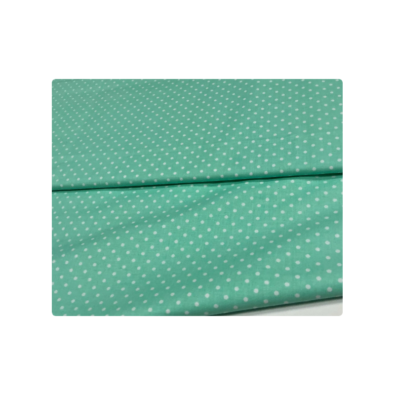 Baumwolle - Webware Polka Dot Stoff – Mintgrün mit weißen 4 mm Punkten