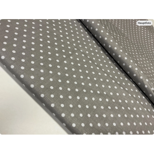 Baumwolle - Webware Polka Dot Stoff – Grau mit weißen 4 mm Punkten