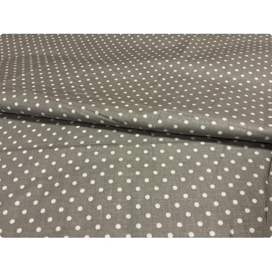 Baumwolle - Webware Polka Dot Stoff – Grau mit weißen 4 mm Punkten