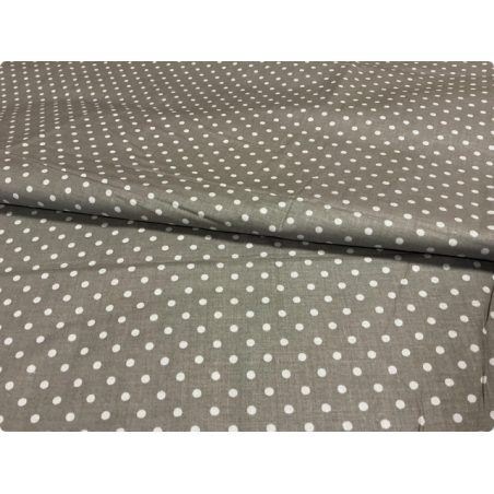 Baumwolle - Webware Polka Dot Stoff – Grau mit weißen 4 mm Punkten