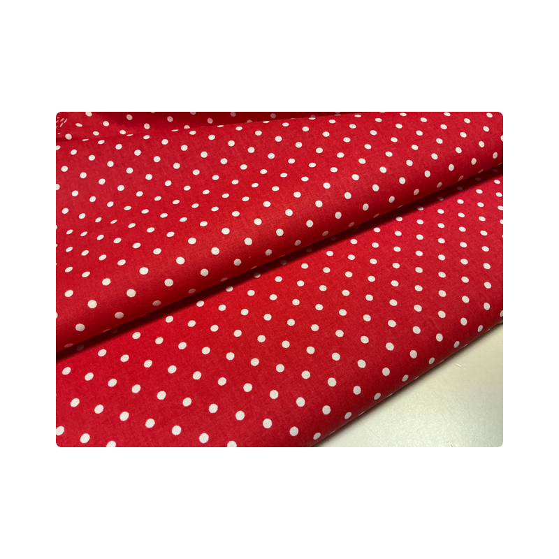 Baumwolle - Webware Polka Dot Stoff – Rot mit weißen 4 mm Punkten