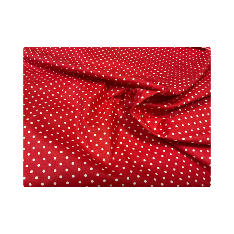 Baumwolle Webware Punktestoff Meterware 160 cm – Rot mit weißen Punkten – 130 g/m² – Deko & Kleidung