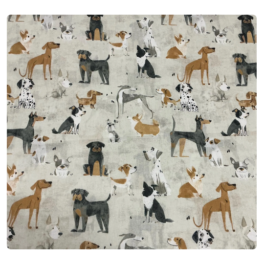 Baumwolle Webware Hundestoff Meterware 160 cm – Hunderassen Aquarell Beige – 153 g/m² – Kinder & Dekostoff