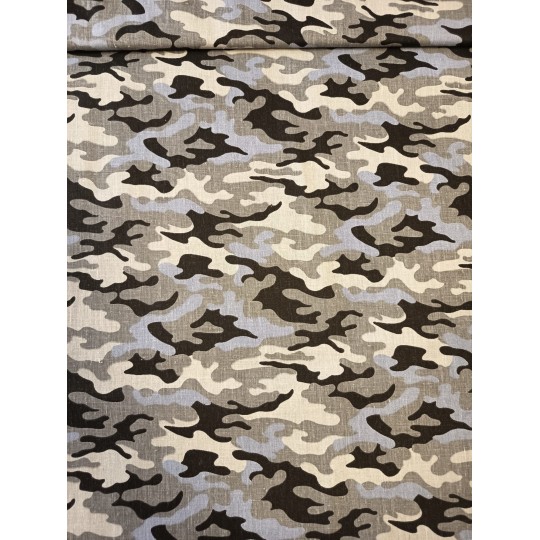 Baumwolle Webware Tarnstoff  Meterware  160 cm – Tarnmuster Grau Blau Military Army  – 130 g/m² –Deko & Kleidung