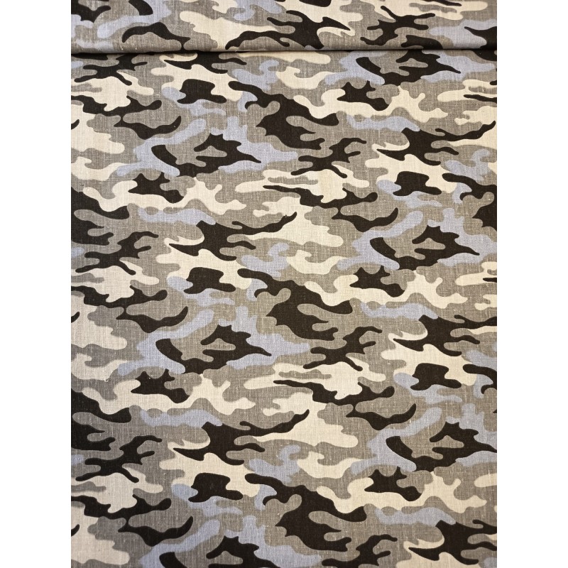 Baumwolle Webware Tarnstoff  Meterware  160 cm – Tarnmuster Grau Blau Military Army  – 130 g/m² –Deko & Kleidung