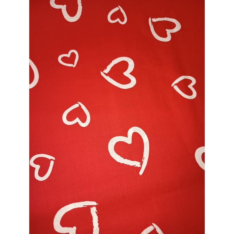 Baumwolle Webware Herzen Stoff  Meterware  160 cm – Rot Love Valentinstag  – 130 g/m² –Deko & Kleidung