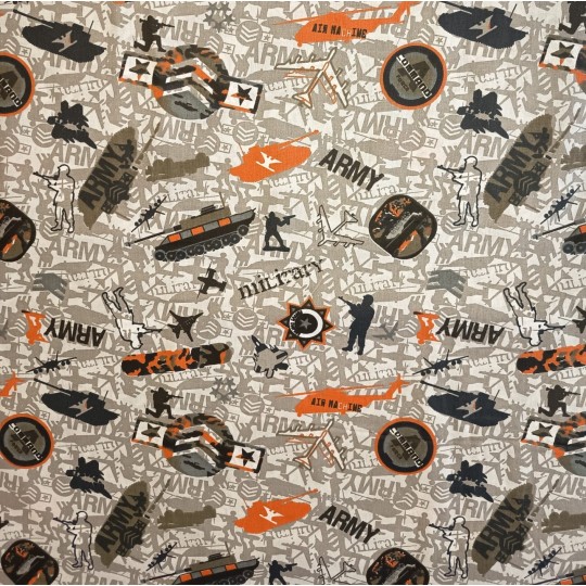 Baumwolle Webware Army Stoff Meterware  160 cm – Militär Fahrzeuge Tarnmuster Grau – 130 g/m² –Deko & Kleidung