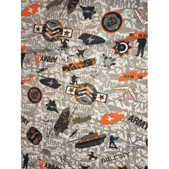 Baumwolle Webware Army Stoff Meterware  160 cm – Militär Fahrzeuge Tarnmuster Grau – 130 g/m² –Deko & Kleidung