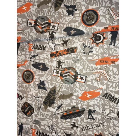 Baumwolle Webware Army Stoff Meterware  160 cm – Militär Fahrzeuge Tarnmuster Grau – 130 g/m² –Deko & Kleidung