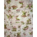 Baumwolle Webware Feen Stoff Meterware  160 cm – Fairy ,Pilze, Elfen, Blumen,Rosa, Aquarell – 130 g/m² –Deko & Kleidung