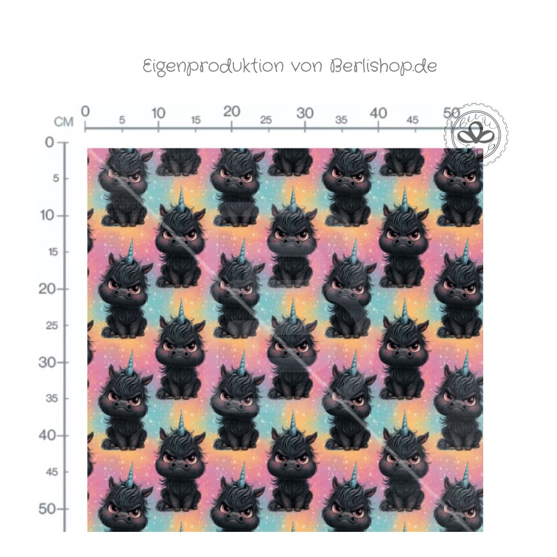 Pre-Order Schwarzes Einhorn  Stoff Regenbogen Bunt – Stoffdesign von Berlishop – 10 Stoffe zur Auswahl – Meterware