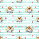 50 cm Satinbaumwolle Pomeranian Hund Herzen Mint – 130 g/m² – Meterware 160 cm - Eigenproduktion