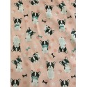 Baumwolle Satin Französische Bulldogge Stoff 160 cm – Hunde Motiv Punkte Knochen – 153 g/m² – Eigenproduktion