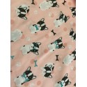 Baumwolle Satin Französische Bulldogge Stoff 160 cm – Hunde Motiv Punkte Knochen – 153 g/m² – Eigenproduktion