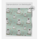 Baumwolle Satin Schaf Stoff 160 cm – Bauernhof Tiermotiv Mint – 130 g/m² – Eigenproduktion