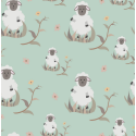 Satinbaumwolle Schaf Stoff – Ostern Tiermotiv Mint – 130 g/m – Meterware 160 cm - Eigenproduktion