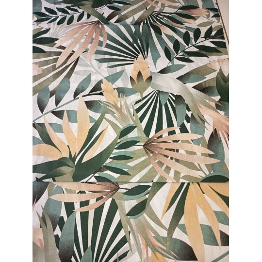 Baumwolle Webware Blätterstoff Meterware 160 cm – Tropical Pflanzen Grün – 130 g/m² – Deko & Kleidung