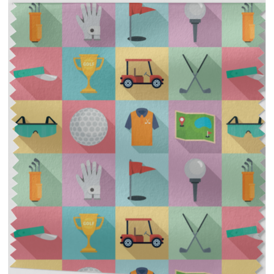 Oxford Stoff Golf 150 cm – Golfmotiv Ball Schläger Cart – 200 g/m² – Eigenproduktion