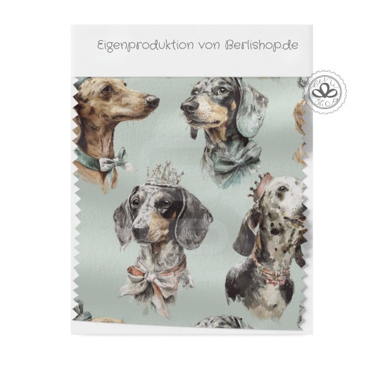 Pre-Order Königlicher Dackel Vintage Mint – Stoffdesign von Berlishop mit Stoffauswahl – Hunde Kinderstoff