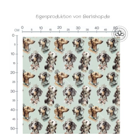 Pre-Order Königlicher Dackel Vintage Mint – Stoffdesign von Berlishop mit Stoffauswahl – Hunde Kinderstoff
