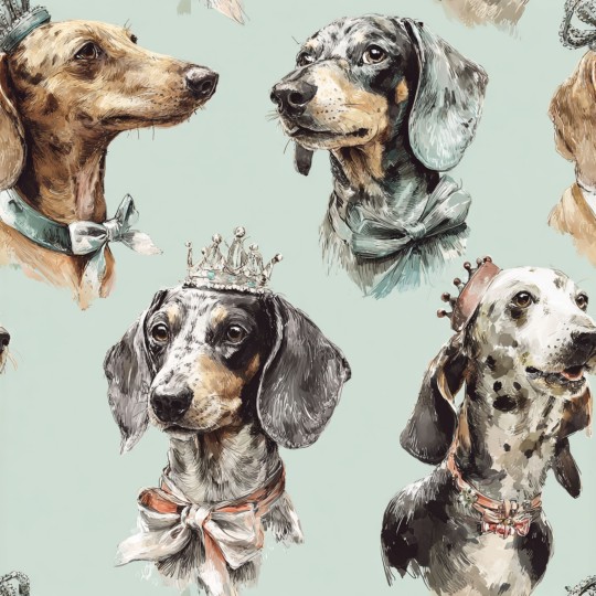 Pre-Order Königlicher Dackel Vintage Mint – Stoffdesign von Berlishop mit Stoffauswahl – Hunde Kinderstoff