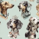 Pre-Order Königlicher Dackel Vintage Mint – Stoffdesign von Berlishop mit Stoffauswahl – Hunde Kinderstoff