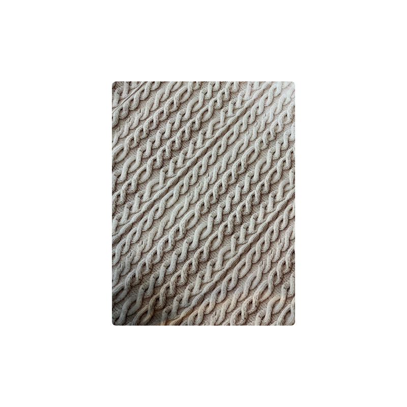 French Terry Sommersweat Zopfstrick Muster 145 cm – Strickoptik Beige – 240 g/m² – Eigenproduktion